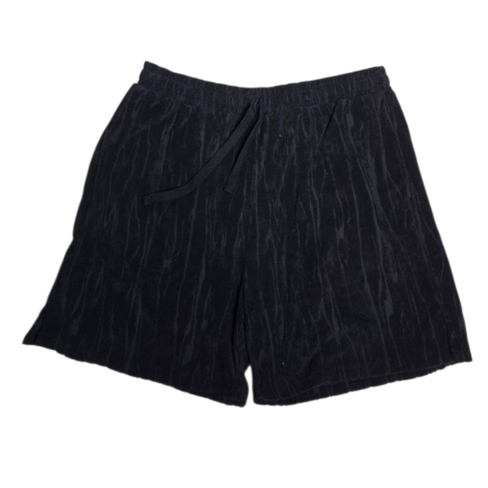 NEW F21 black textured terry cloth drawstring pull on casual shorts 2X